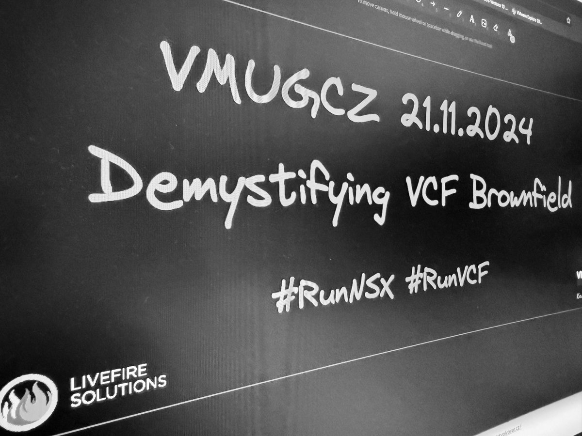 I will be a speaker at the next #VMUGCZ Prague on 21.11.2024. I look forward to meeting you all and discussing #VCF Brownfield, #NSX, #Design, etc...
Registration here: lnkd.in/ekesZCjK Thank you for this opportunity Leaders <a href="/Zach_Josef/">Josef Zach</a> <a href="/stmusil/">Stanislav Musil</a>  #RunVCF #Livefire