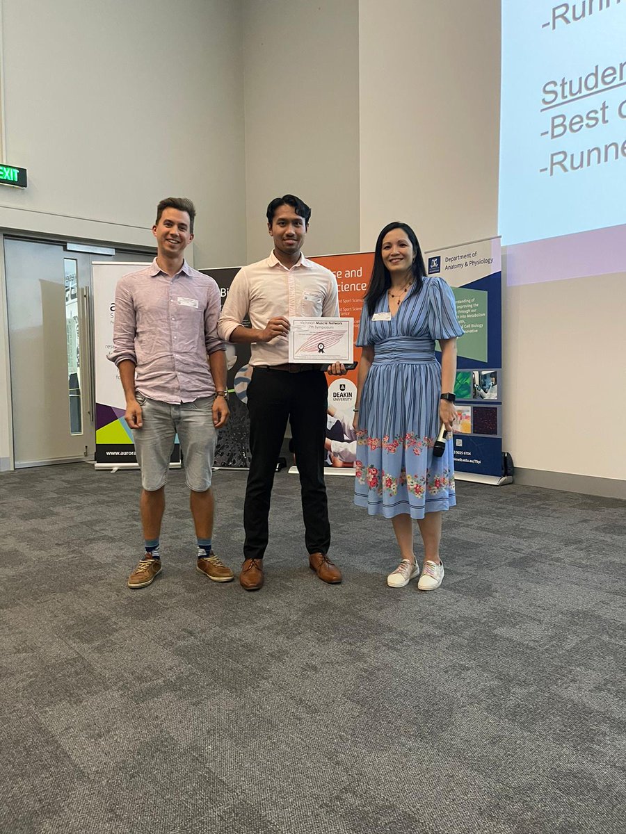 VictorianMuscleNetwork (@vicmusclenet) on Twitter photo And the exciting part 😍
Oral presentation winners:
<a href="/KhabibHamizan/">Hamizan Khabib</a> #1 student oral p
<a href="/ChloeLi595/">Wenlan Chloe Li</a> #2 student oral p
<a href="/BhavanaNayer/">Bhavana Nayer</a> #1 postdoc oral p
Kristy Swiderski #2 postdoc oral p
<a href="/DaleFTaylor/">Dale Taylor</a> people's choice And the exciting part 😍
Oral presentation winners:
<a href="/KhabibHamizan/">Hamizan Khabib</a> #1 student oral p
<a href="/ChloeLi595/">Wenlan Chloe Li</a> #2 student oral p
<a href="/BhavanaNayer/">Bhavana Nayer</a> #1 postdoc oral p
Kristy Swiderski #2 postdoc oral p
<a href="/DaleFTaylor/">Dale Taylor</a> people's choice