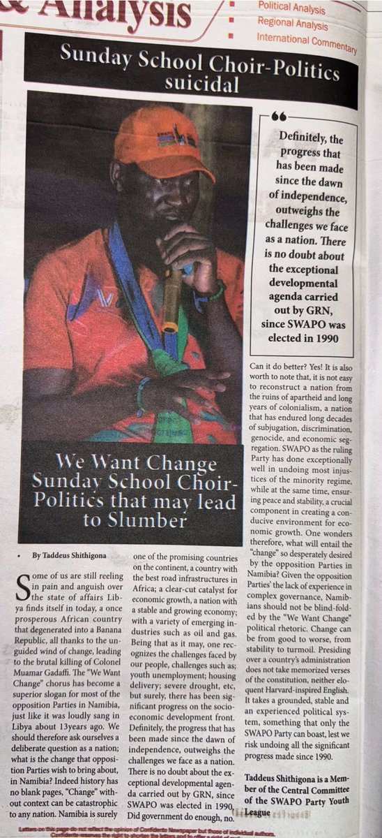_ndeyatila's tweet photo. We Want Change Sunday School Choir- Politics That May Lead to Slumber📍

Grab today’s a copy of the @theconfidente news paper 🗞️. https://t.co/HdGOMGUkwD