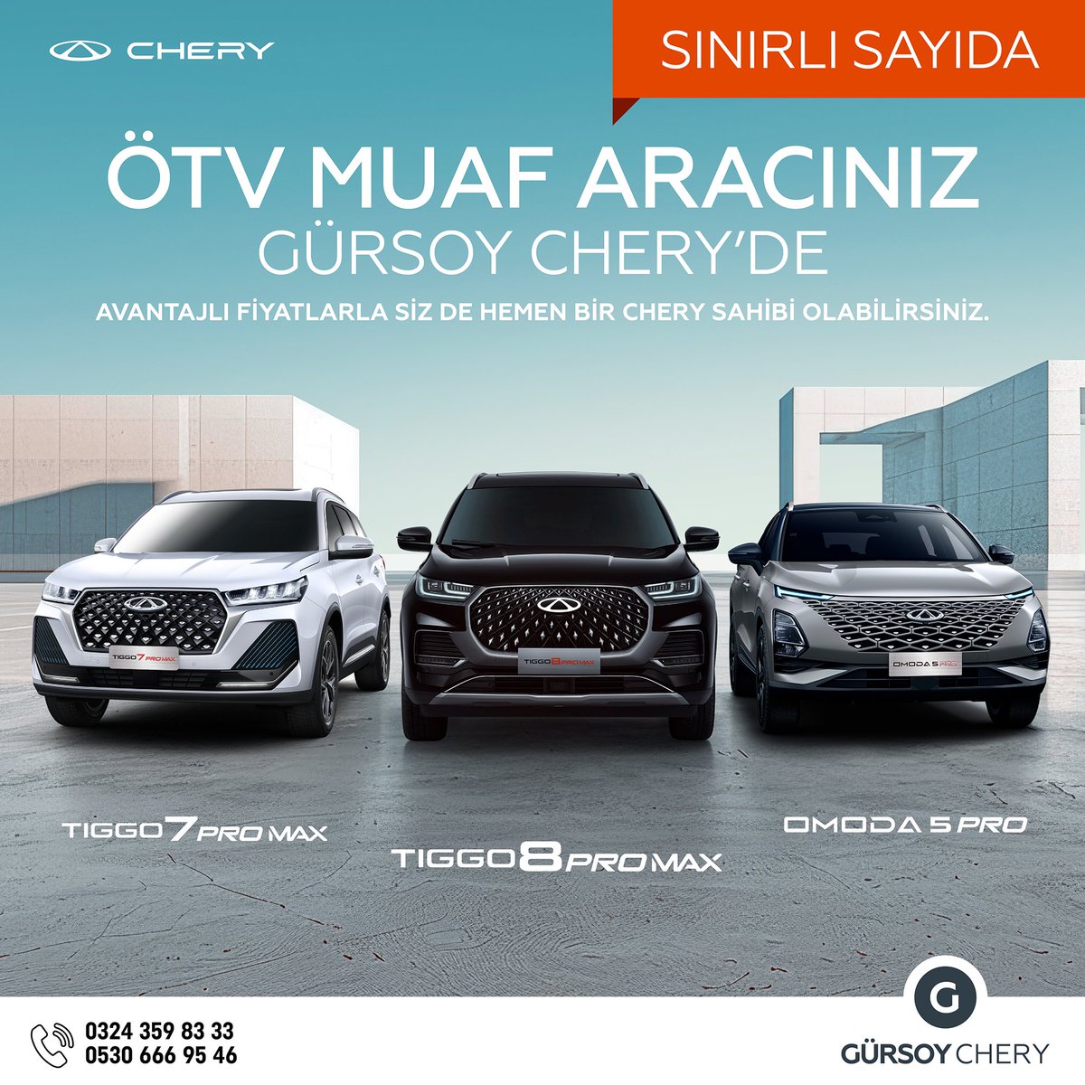 ÖTV Muaf Aracınız Chery’de Hazır❗️Avantajlı fiyatlarla siz de hemen bir Chery sahibi olabilirsiniz. Detaylı bilgi için showroom’umuza davetlisiniz. 

#chery #mersinchery #cherymersin #cherytürkiye #gürsoygrup #gürsoyoto #tiggo7promax #tiggo8promax #omoda5pro #ötvsizaraç
