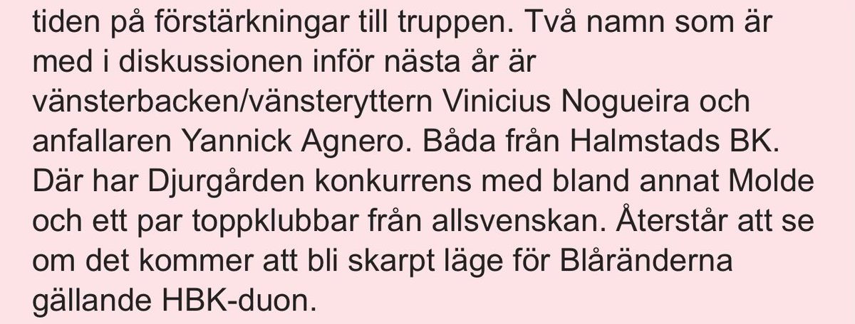 Kanske det minst förvånande utfallet av helgens matchen mot Djurgården är att Bosse Andersson är sugen på vår bästa spelare och han som gjorde mål.

Det är väl typ som hans värvningar på sistone, är man bra mot DIF så kan man få ett kontraktsförslag direkt.
