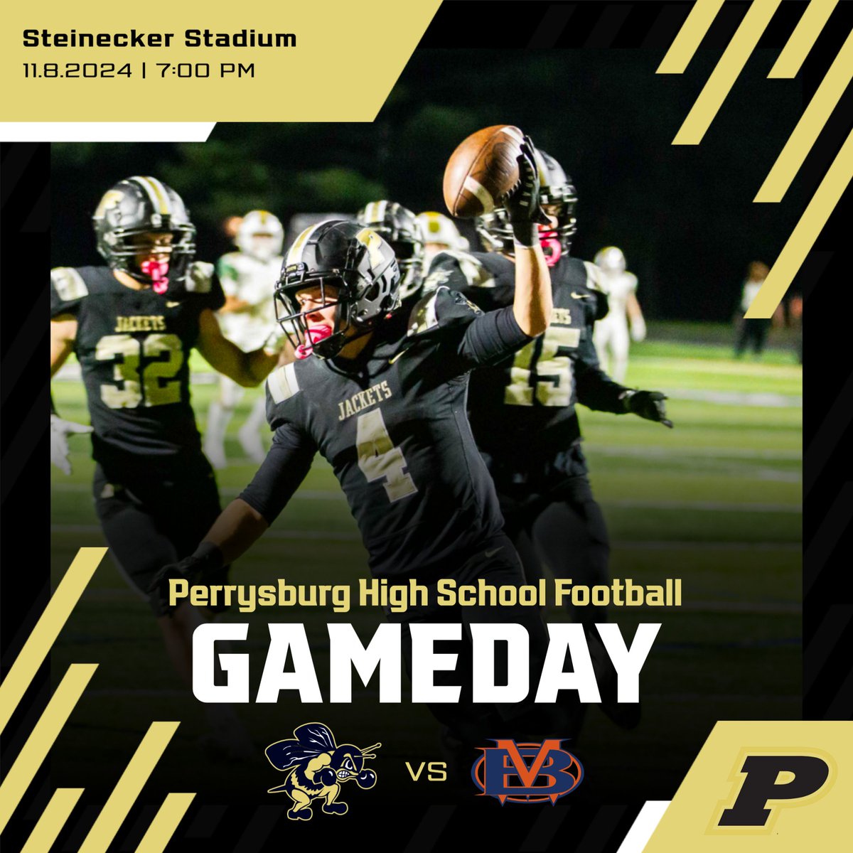Perrysburg Athletics (@pburgathletics) on Twitter photo It's Yellow Jacket GameDay! Football hosts Berea-Midpark in round 2 of the OHSAA playoffs with kickoff scheduled for 7pm! #BeeThere
<a href="/PerrysburgFB/">Perrysburg Football</a> It's Yellow Jacket GameDay! Football hosts Berea-Midpark in round 2 of the OHSAA playoffs with kickoff scheduled for 7pm! #BeeThere
<a href="/PerrysburgFB/">Perrysburg Football</a>