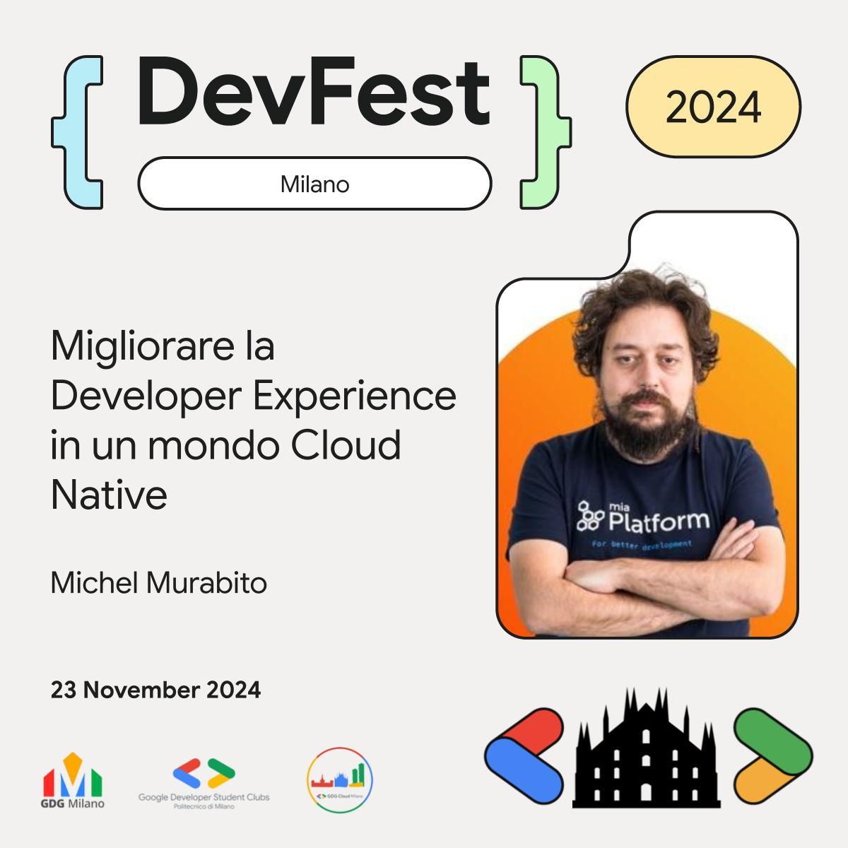 gdgmilano's tweet photo. 🚀 Annuncio Speaker! 🚀

Siamo entusiasti di presentare @michelmurabito, CNCF Ambassador e Developer Advocate presso Mia-Platform, con il talk "Migliorare la Developer Experience in un mondo Cloud Native" 🌐

📅 23 Novembre 👉 https://t.co/tz0bWZsuFr
#CloudNative #DevFestMilano24 https://t.co/CEQ4fPwYyk