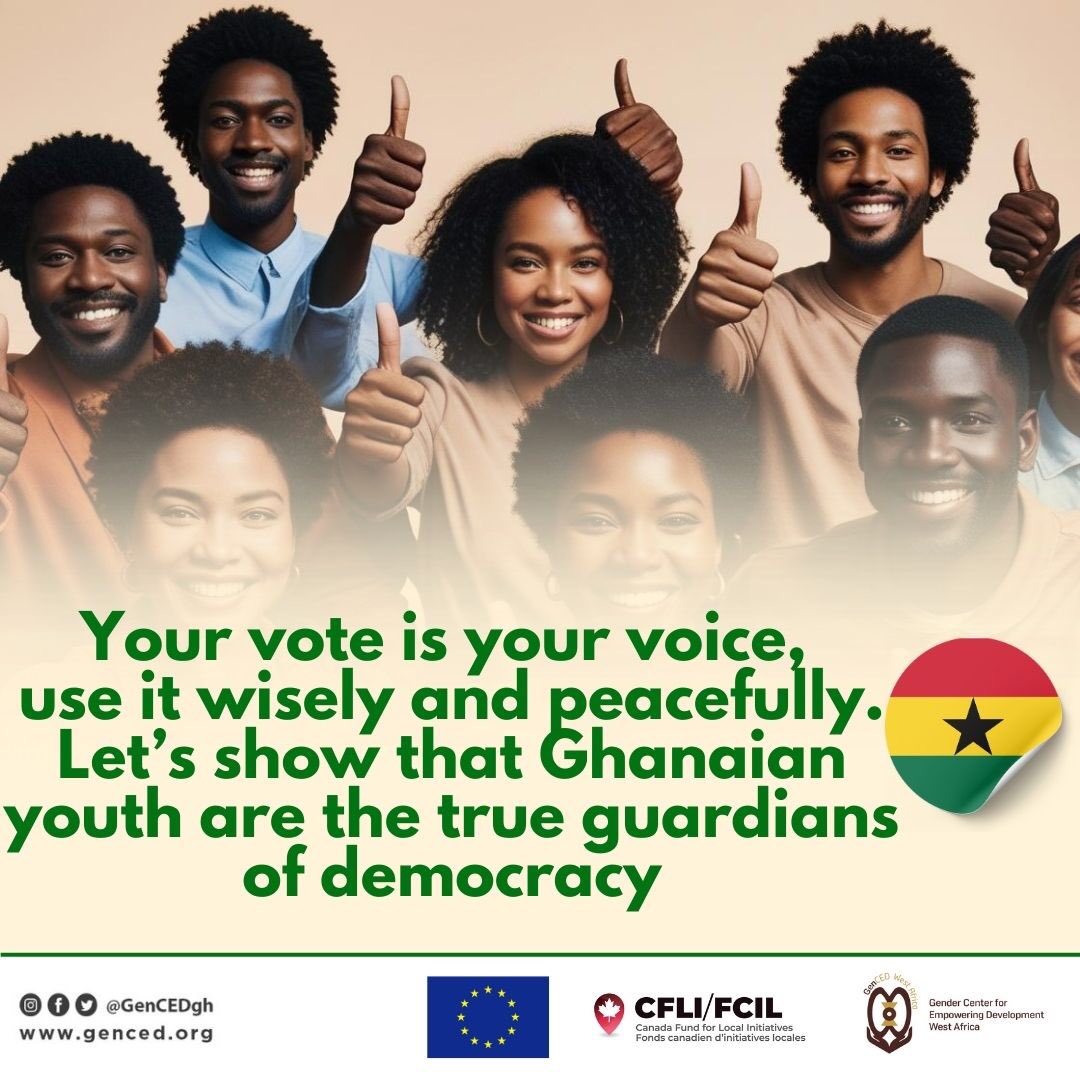GenCEDgh's tweet photo. A peaceful election is what we aim for. Let us demonstrate absolutely peace and show forth our capability as guardians of democracy

#genced 
#peaceeducation
#elections2024
#EuropeanUnion 
#CFLIinGH
#canadafund 
#vote4peace https://t.co/JXb3rjz8DB