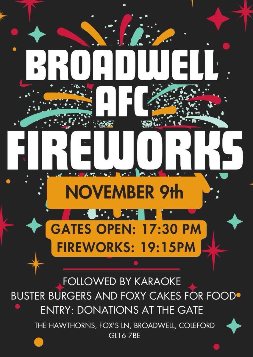 ⚽️WEEKEND FIXTURES⚽️

1st team face Ruardean Hill in the <a href="/GlosCounty/">Glos County League</a> league!

2nds welcome <a href="/WestburyUTD1907/">Westbury UTD AFC</a> to The Hawthorns! 

3rds travel to Ellwood taking on <a href="/EllwoodAFC/">Ellwood AFC ⚽️</a> Res! 

Don’t forget our firework display this Saturday ! 🍔🎆