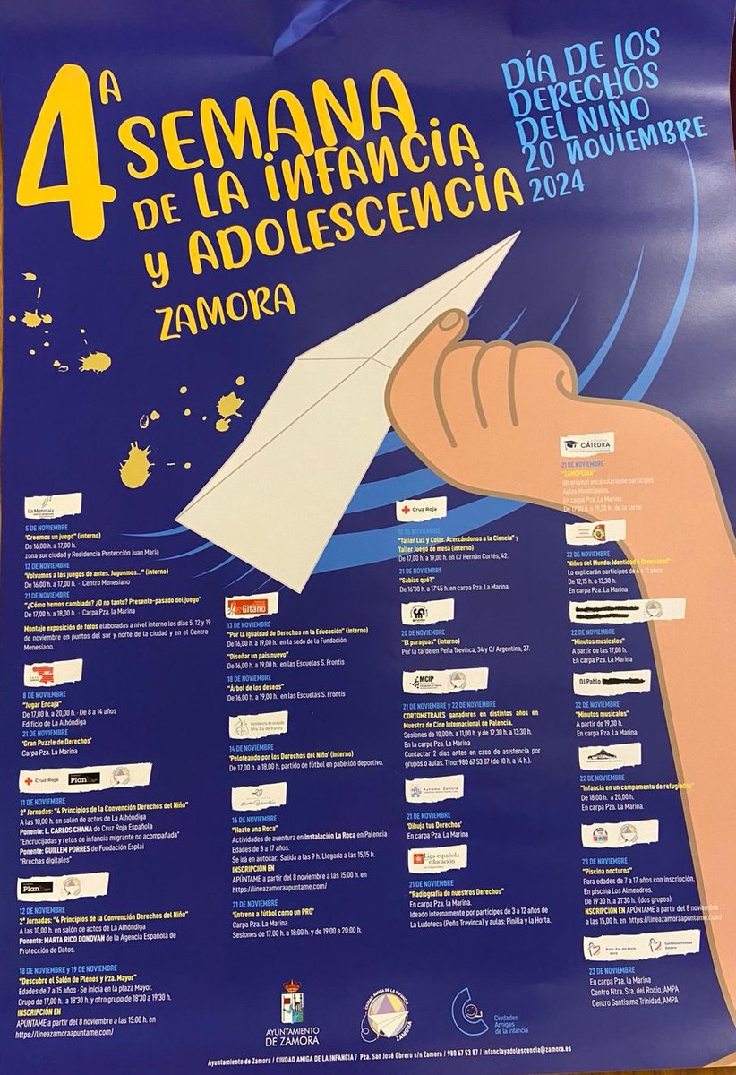 ESFundacion's tweet photo. Actividad multiaventura en @viveLaRoca el 16 de noviembre y entrenamiento de fútbol con nuestros paneles interactivos el jueves 21 serán nuestras aportaciones a la 4a. Semana de la Infancia y Adolescencia de Zamora que organiza el @AytoZamora para celebrar el Día de los Derechos del Niño y en el que participaremos varias entidades sociales.  Esta mañana hemos asistido a la presentación de la programación.
+ ℹ️ en ☎️ 980 675 387