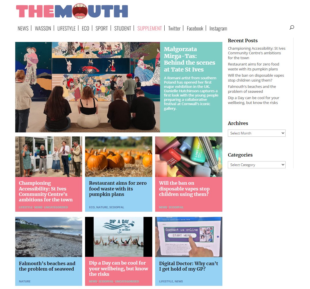 TheMouthNews's tweet image. A first look at our new website! (Link in bio)

Our journalists are busy reporting on their next pieces - make sure to follow us so that you don't miss our breaking stories...

#FalmouthJournalism #StudentNewspaper #Truthfal #Rebrand