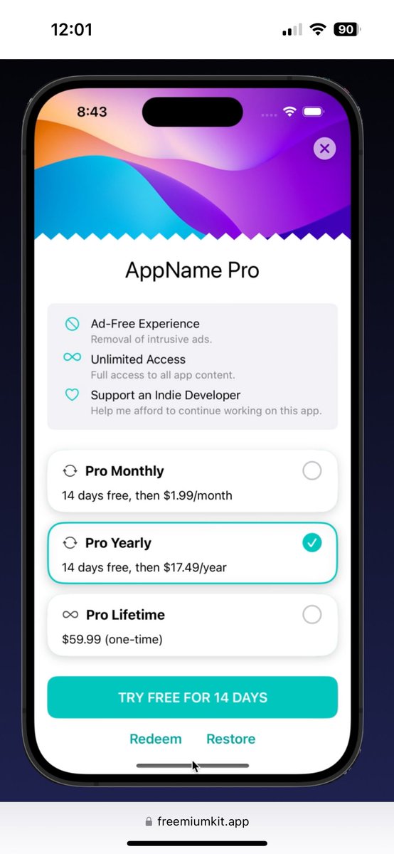 <a href="/SwiftyAlex/">alex</a> this is all the code you need to add a paywall to your app with <a href="/FreemiumKit/">FreemiumKit: In-App Purchases for  Platforms</a> 😇