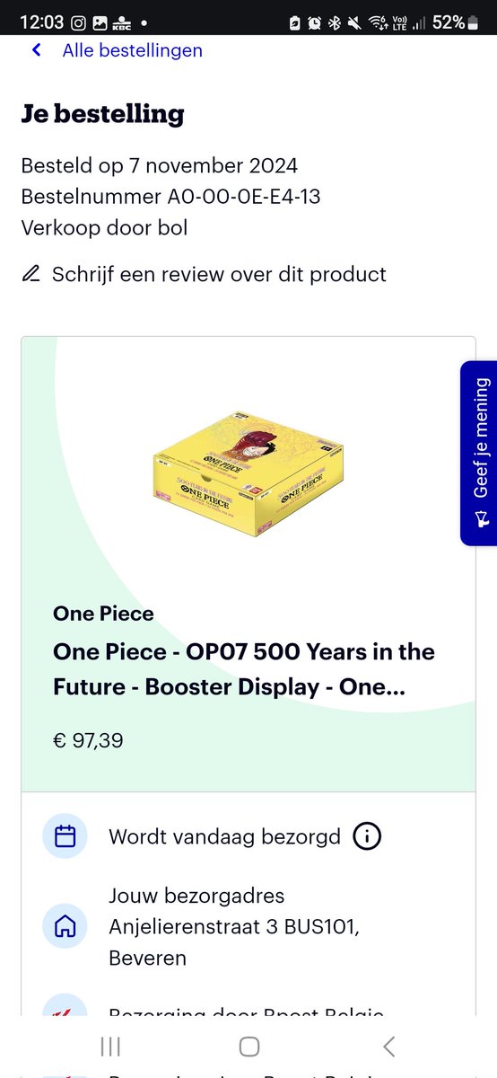 ooppaalllll's tweet photo. @bol_com deze zou normaal vandaag binnen komen maar als ik de track&amp;trace bekijk staat er 12 november kunnen jullie aub eens kijken https://t.co/8Jo9imftEo