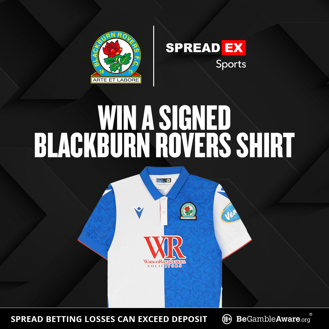 Spreadex Sports (@spreadexsport) on Twitter photo We are giving you the chance to win a signed <a href="/Rovers/">Blackburn Rovers</a> shirt!๐๐๏ธ
For the chance to win๐ฅ:
1โฃ Follow us , Repost this post & Tag a mate with the minute you think Blackburn will score their first goal ๐ Cardiff!โฒ๏ธโฝ๏ธ
2โฃ Enter your details in the entry form belowโคต๏ธ We are giving you the chance to win a signed <a href="/Rovers/">Blackburn Rovers</a> shirt!๐๐๏ธ
For the chance to win๐ฅ:
1โฃ Follow us , Repost this post & Tag a mate with the minute you think Blackburn will score their first goal ๐ Cardiff!โฒ๏ธโฝ๏ธ
2โฃ Enter your details in the entry form belowโคต๏ธ