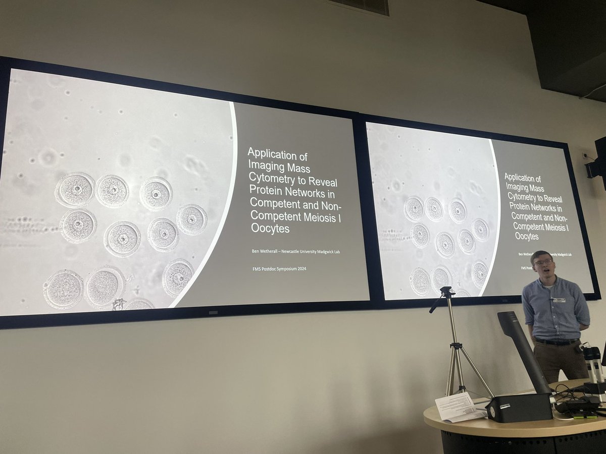 Start of the second session with Benjamin  Wetherall taking on the ‘Application of Imaging Mass Cytometry  to Reveal Networks in Competent and non-Competent Meiosis I Oocytes’