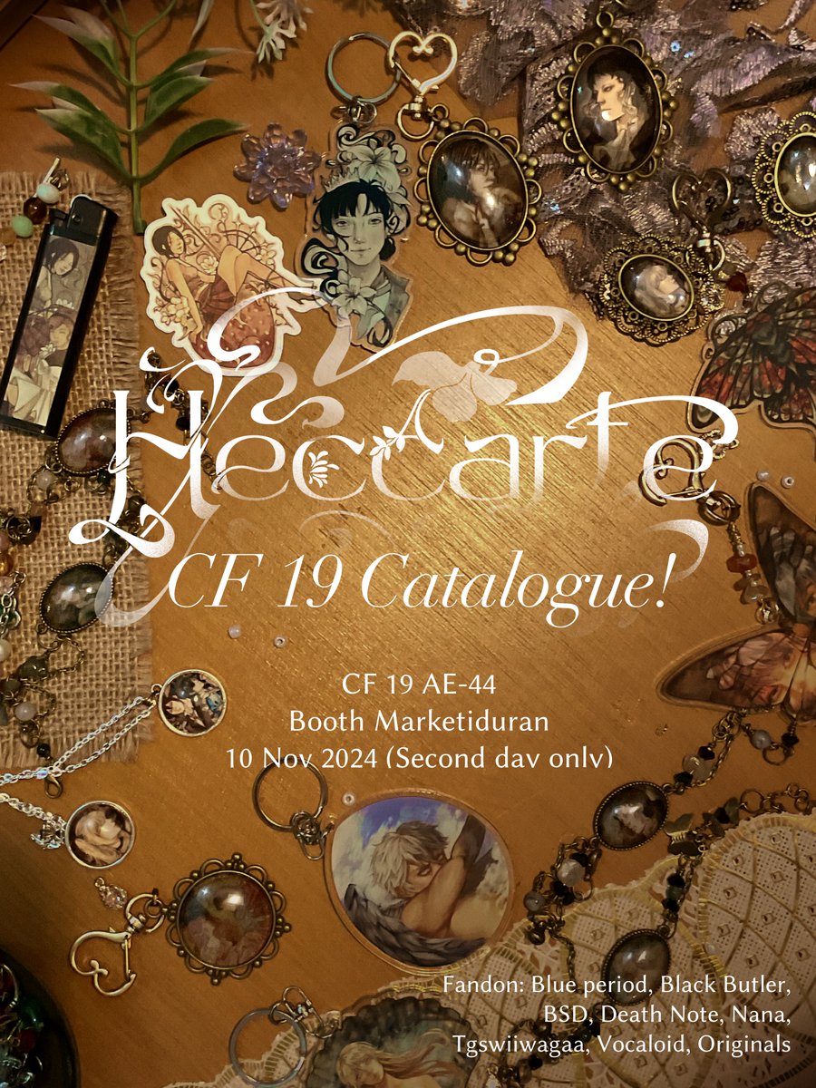 heccarte's tweet photo. CF 19 Catalogue thread ₊˚✧𑁍.ೃ࿔*:･
📍 AE -44 Marketiduran
🗓️ second day only! (10  Nov)
pre-order currently closed.  Available for ots!
Post-CF mail order will open on:  11  - 23 No https://t.co/jiGuI5iRmq
