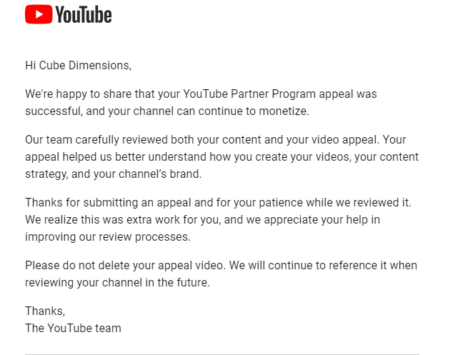 <a href="/TeamYouTube/">TeamYouTube</a> UPDATE: YouTube has accepted my appeal, crisis averted. Thank you <a href="/TeamYouTube/">TeamYouTube</a> and thank you <a href="/internetanarch/">Internet Anarchist</a> for your help man!