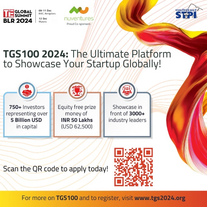 Calling tech startups 📢

Are you ready to make waves? Startup Founders, this is your moment! 

Join TiE Global Summit 2024 in Bengaluru from Dec 9-12—where visionaries may get opportunity to shine! 

Here’s the scoop: 
- Pitch your startup at TGS 100 to 750 plus global investors