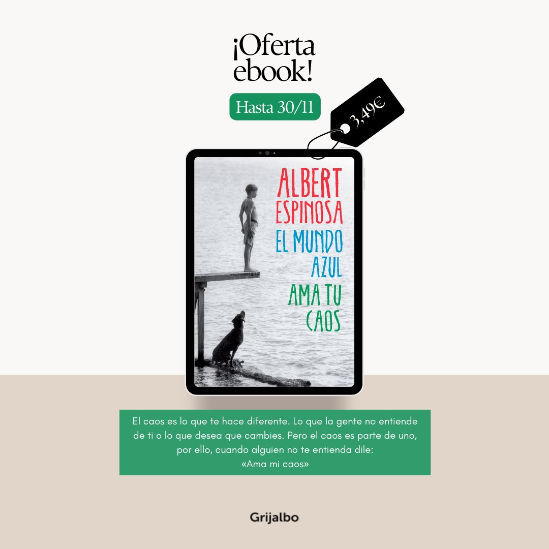 ¡OFERTA EBOOK! Consigue «El mundo azul. Ama tu caos» de <a href="/espinosa_albert/">albert espinosa</a> por 💥3,49€💥

Aquí 📲 bit.ly/4hwJfsh
30/11/2024🔚 #OfertasEbooks