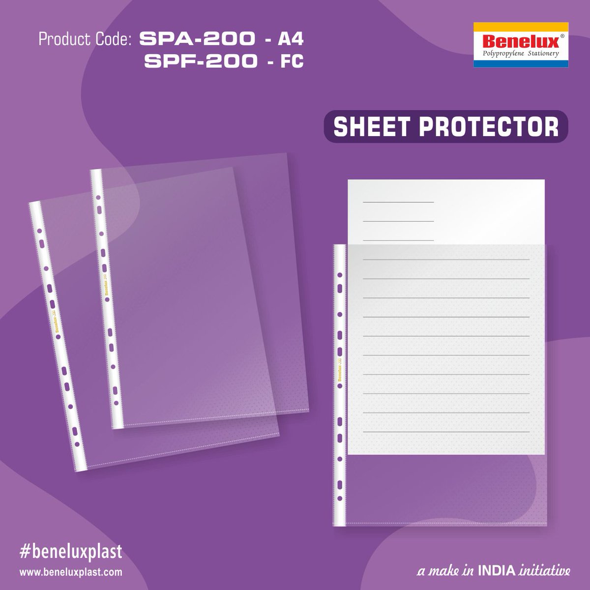 beneluxplast's tweet photo. New Arrival
Product Code: SPA-200 - A4 size / SPF-200 - FC size
Sheet Protector - https://t.co/BnmZs9EczV
#beneluxplast #plasticfilefolder #sheetprotector #buttonfilefolder #expandablefilefolders #stickfile #clearbook #documentfilefolder #clearbagfile #officesupplies #stationery https://t.co/nCtV1QayRk