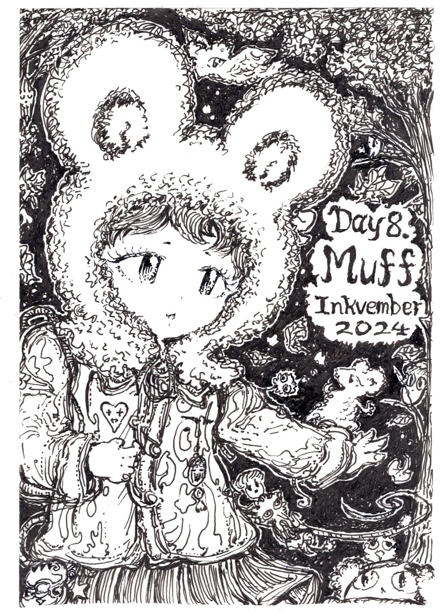 makasaga's tweet photo. ペン画インクベンバー8日目~💨
今日のお題は『防寒具(Muff)』
ネズミちゃんのイヤーマフはもっふもふ!🐭✨
きゅ~に冷え込んできたから、あったけ~装備の子描いてみましたw
こーいう着ぐるみ的ファッション可愛くて好きです☺️モフ~
#落書き #ペン画 #inkvember https://t.co/7rWhKxQRYe