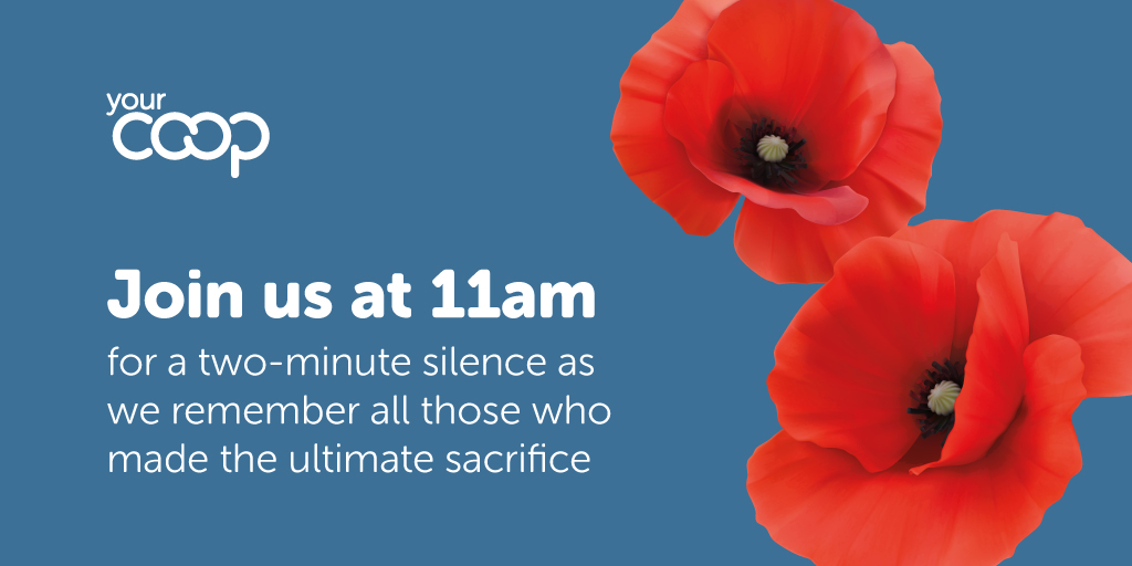 Today on #RemembranceSunday, we remember all those who made the ultimate sacrifice, by taking part in the two-minute silence at 11am.

We ask all our members, customers &amp; colleagues wherever you are, to join in to mark the commemorations.

#Remembrance #LestWeForget #PoppyAppeal