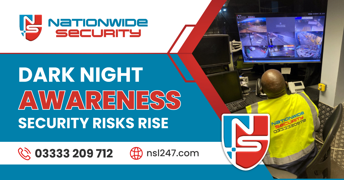 𝗗𝗮𝗿𝗸 𝗡𝗶𝗴𝗵𝘁𝘀 𝗔𝘄𝗮𝗿𝗲𝗻𝗲𝘀𝘀 - 𝗪𝗶𝘁𝗵 𝗡𝗼𝘃𝗲𝗺𝗯𝗲𝗿'𝘀 𝗘𝗮𝗿𝗹𝘆 𝗦𝘂𝗻𝘀𝗲𝘁𝘀, 𝗦𝗲𝗰𝘂𝗿𝗶𝘁𝘆 𝗥𝗶𝘀𝗸𝘀 𝗥𝗶𝘀𝗲

#SecurityMatters #DarkerNights #NovemberAwareness #NSL247 #NightSecurity #ProactiveProtection #PeaceOfMind #BusinessSafety #OnSiteSecurity