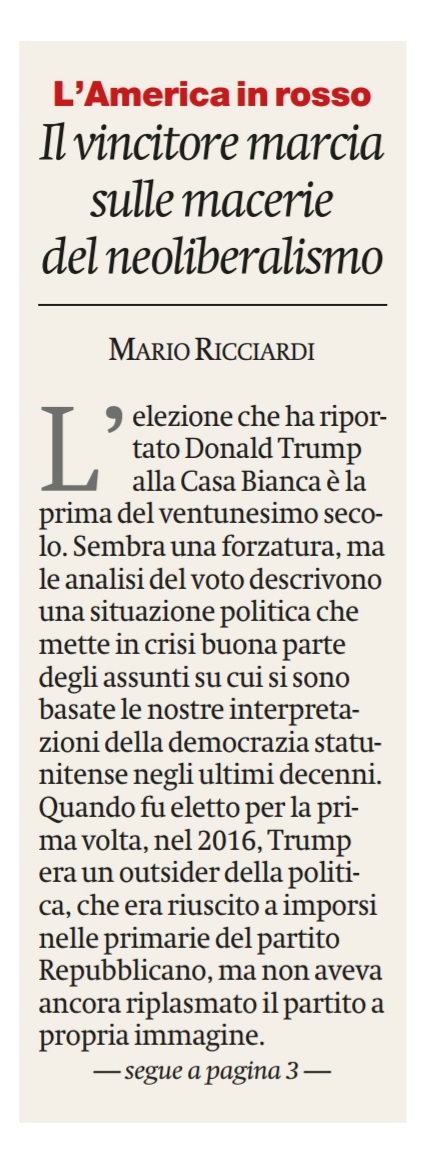 Mario Ricciardi (@marioricciard18) on Twitter photo Qualche riflessione sulle elezioni presidenziali negli Stati Uniti. Potete leggerle oggi su <a href="/ilmanifesto/">il manifesto</a> #Trump2024 Qualche riflessione sulle elezioni presidenziali negli Stati Uniti. Potete leggerle oggi su <a href="/ilmanifesto/">il manifesto</a> #Trump2024