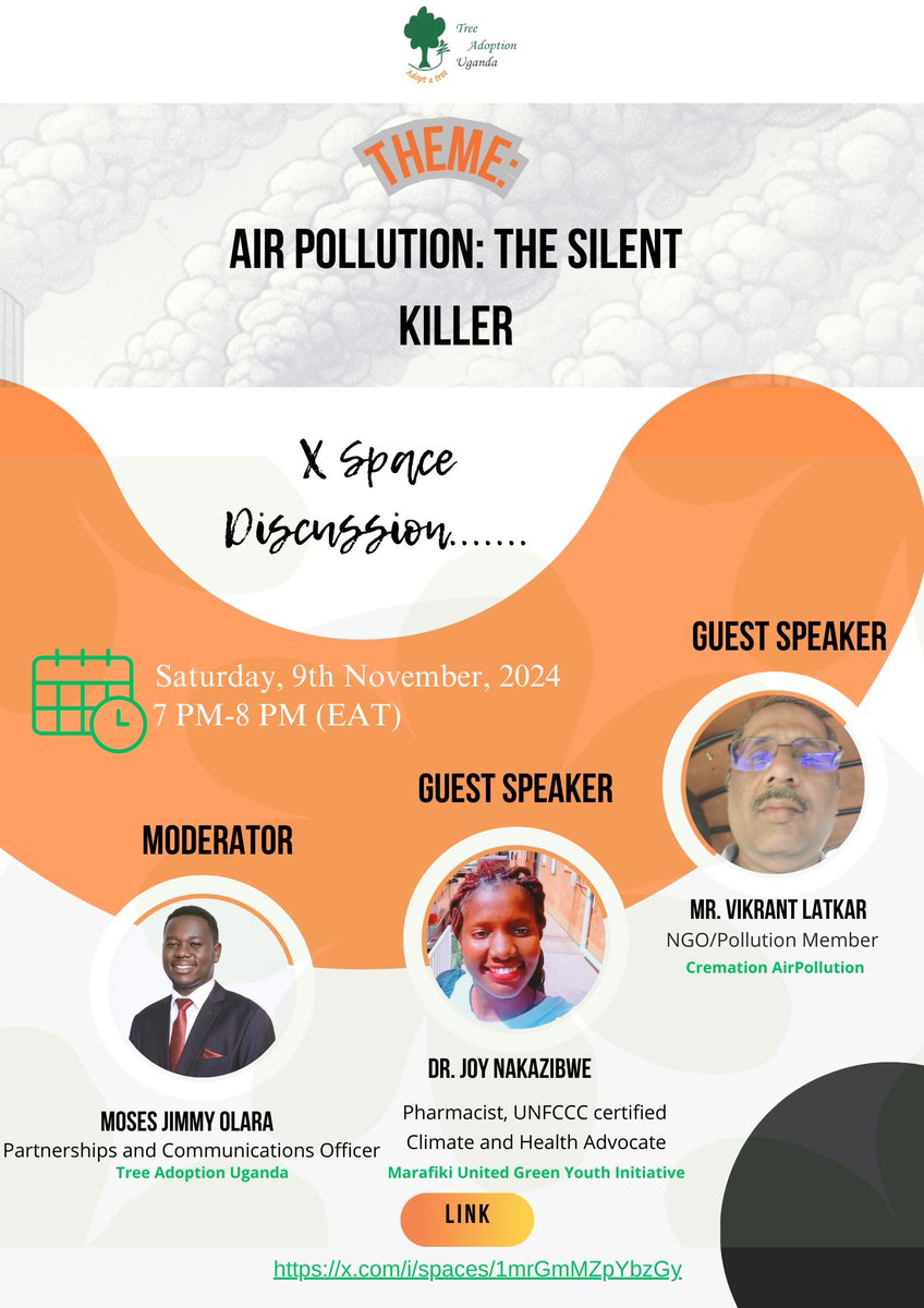 tree_adoptionug's tweet photo. It's just 1 day left to our X Space on #airpollution and the devastating effects that it has on our #health. Clear your schedule for 7 PM tomorrow and prepare to gain insights from this Space. Join using the link; https://t.co/E5NOGR7PaI
#ClimateActio https://t.co/GDfWLHP62k