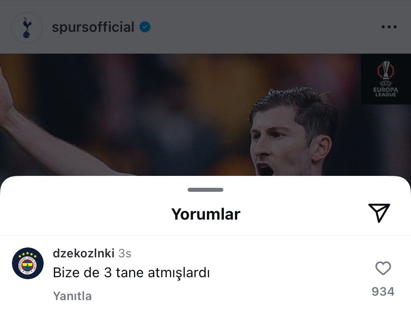 OneFootballGS's tweet photo. Adam Tottenham resmi hesabının altına gidip İngilizleri teselli etmiş a’q 😂 https://t.co/cwrEwcBfhG
