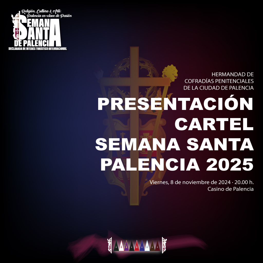 Hoy viernes tendrá lugar la presentación del que será Cartel Anunciador de la Semana Santa de Palencia 2025, obra del pintor José Damián Simal (acceso con invitación) || semanasantapalencia.com/eventos/ #semanasantapalencia