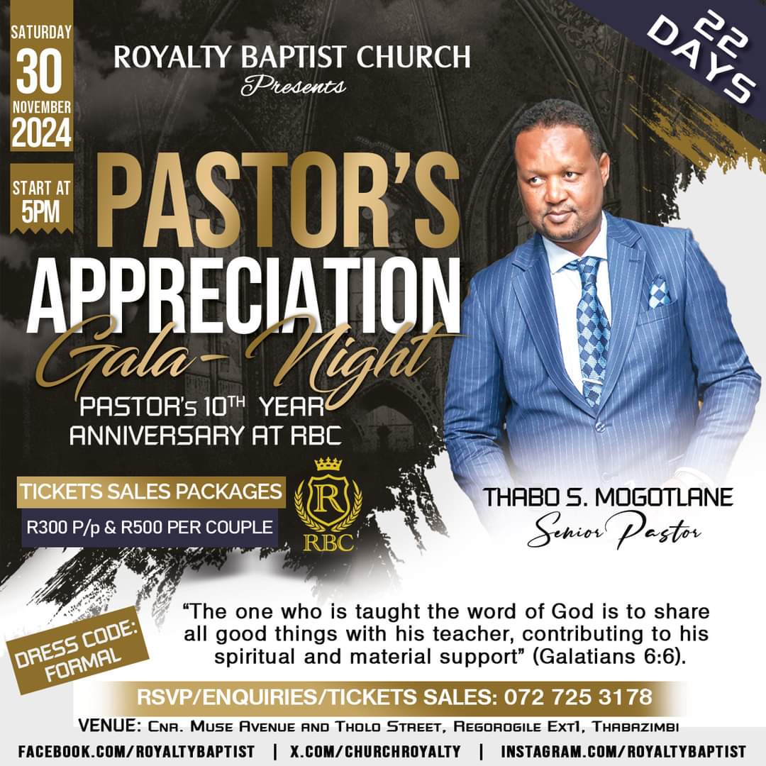 THABOMLIVE's tweet image. 22 Days to go💃🏿💃🏿💃🏿💃🏿💃🏿

"The one who is taught the word of God is to share all good things with his teacher, contributing to his spiritual and material support" (Galatians 6:6).
#PastorsAppreciation