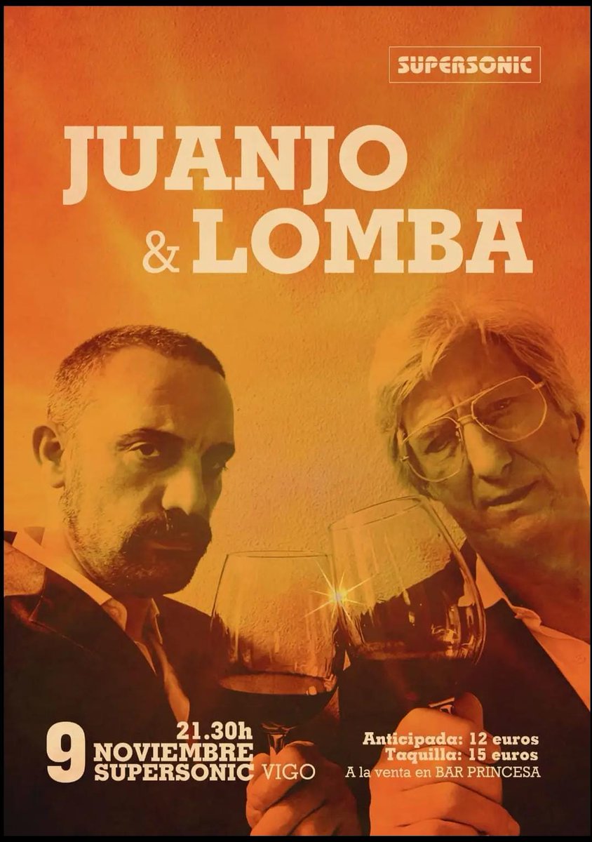 Mañana, sábado 9 de Noviembre a las 21:30, Juanjo &amp; Lomba estarán en la Sala Supersonic, antes Sinatra, compartiendo pasión escénica para que disfrutéis cantando y bailando. Venta anticipada en el Bar Princesa de nuestra queridísima Charo  y su maravilloso equipo. Os esperamos.