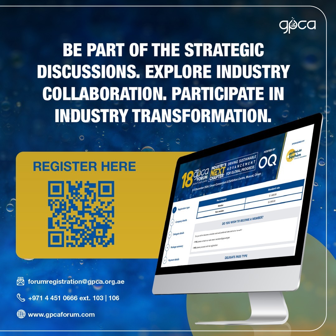 POLYMERUPDATE's tweet photo. Prepare to connect with the top solution providers at the 18th Annual GPCA Forum. Secure your pass and explore innovative solutions that can drive your business forward.
Register here: https://t.co/DOhPIyes92
#GPCAForum2024 #AnnualGPCAForum #GPCALeaders # #SolutionsXChange #Sustainability #Innovation #GPCAMEDIAPARTNER