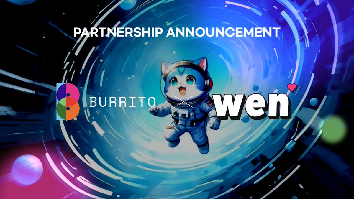 BurritoWallet's tweet photo. 🔔Partnership Announcement🔔

@BurritoWallet  x @wenwencoin 

부리또와 WEN이 파트너십을 맺었습니다. 이번 파트너십을 통해 WEN과 부리또에 다양한 협업이 이루어질 예정입니다!

누구보다 빠르게 $WEN 을 만나보고 싶다면?
부리또에서 Solana > WEN 스왑!
> https://t.co/XS53t0KQqz https://t.co/5vgTiE0wq5