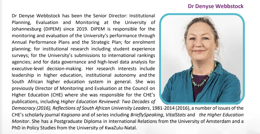 We are delighted to announce our keynote speaker for today, Dr Denyse Webbstock from <a href="/go2uj/">University of Johannesburg</a>.  Dr Webbstock will present on the topic "Reimagining strategic planning - co-creating for sustainability".

#InstitutionalResearch #HigherEducation #StrategicPlanning #Sustanability