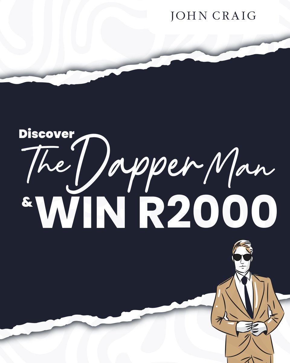 WEEK 2! The Dapper Man is back for week two! Find him hidden on our online store and you could also win R2,000 in CASH! 📷
YOUR CLUE:
What comes to mind when you think about a John Craig Summer? 📷 Hats? Sandals? Crew neck tees?