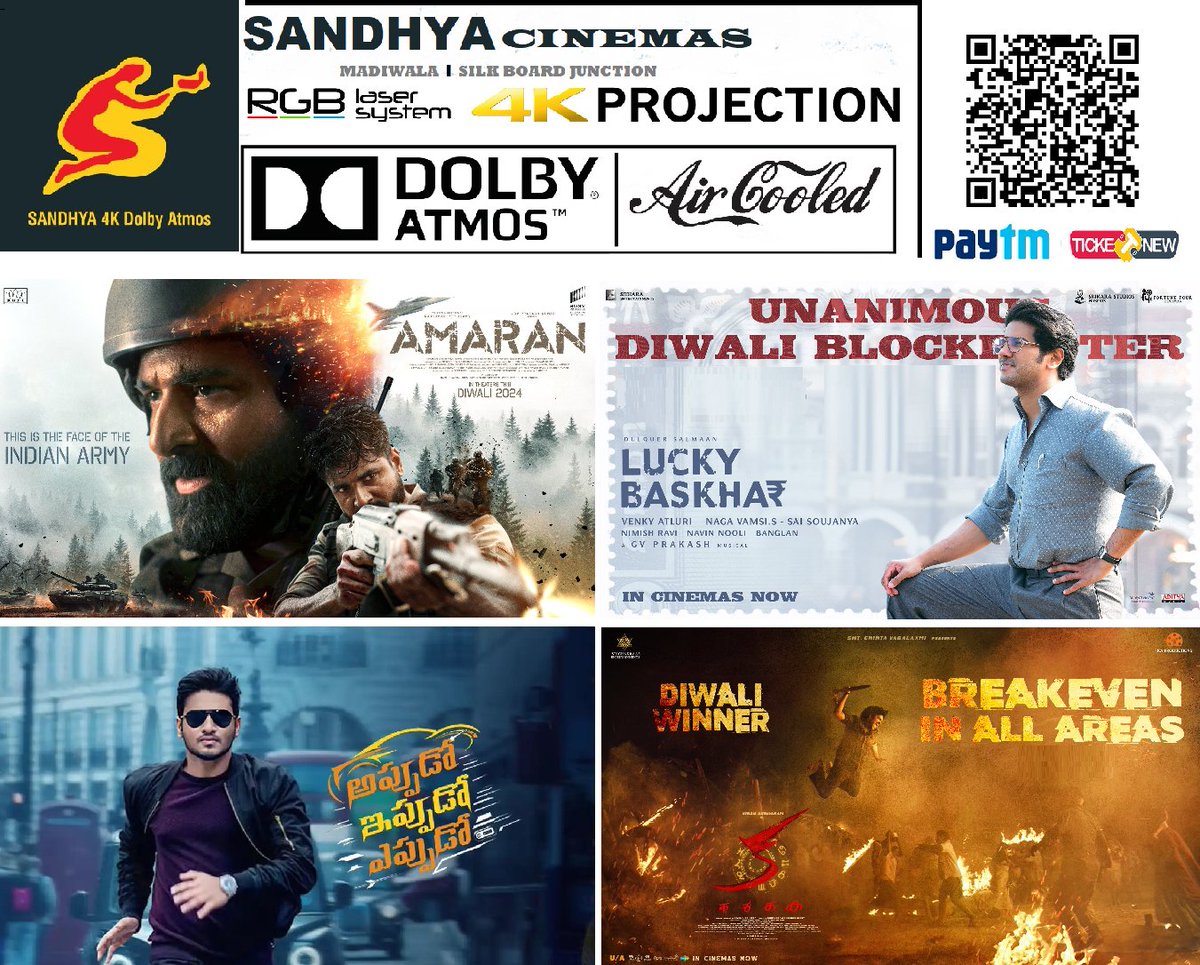 MurthyReddy45's tweet photo. #Amaran Tamil  
Action War 
A True Story  
@Siva_Kartikeyan @Sai_Pallavi92

#LuckyBaskhar Telugu
Money Mafia Suspense 
#DulquerSalmaan
@Meenakshiioffl 

#AppudoIppudoEppudo Telugu
Romantic Action 
 @actor_Nikhil
@rukminitweets

#KA Telugu 
Suspense Thriller 
@Kiran_Abbavaram https://t.co/f0aikBdGgd