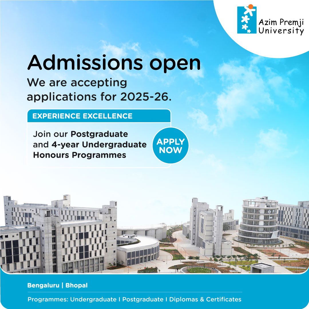 Admissions open for MA Economics 2025-27. 

Last date to submit application for round 1: Nov 14, 2024
Entrance exam for round 1: Dec 1, 2024

Join us for an online interaction with faculty on Nov 12, 5:30-6:30 PM. 

Register here: zoom.us/meeting/regist…