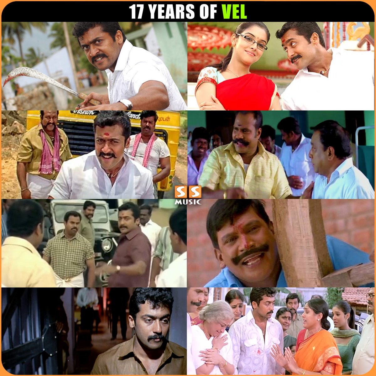 SSMusicTweet's tweet photo. Comment Your Favourite Dialogue From this Movie 🎬✨
.
Celebrating 17 Years of Blockbuster #Vel 🤩💥
.
@Suriya_offl #Asin #KalabhavanMani #Vadivelu @thisisysr #Hari #17YearsofVel #VelMovie #Suriya #SSMusic https://t.co/xoq4J1ctIU