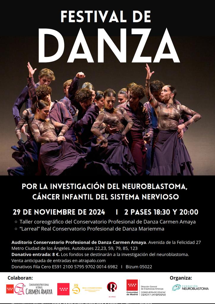 CPDCarmenAmaya's tweet photo. Festival Benéfico de Danza por la Investigación del Neuroblastoma junto al @rcpdmariemma1
📅 29/11/2024: 18'30 y 20 h.
📍Auditorio del CPD Carmen Amaya
El precio de las entradas va destinado íntegramente a la Fundación: https://t.co/elRJV046DH
¡OS ESPERAMOS POR UNA BUENA CAUSA! https://t.co/u3u56qm8b6