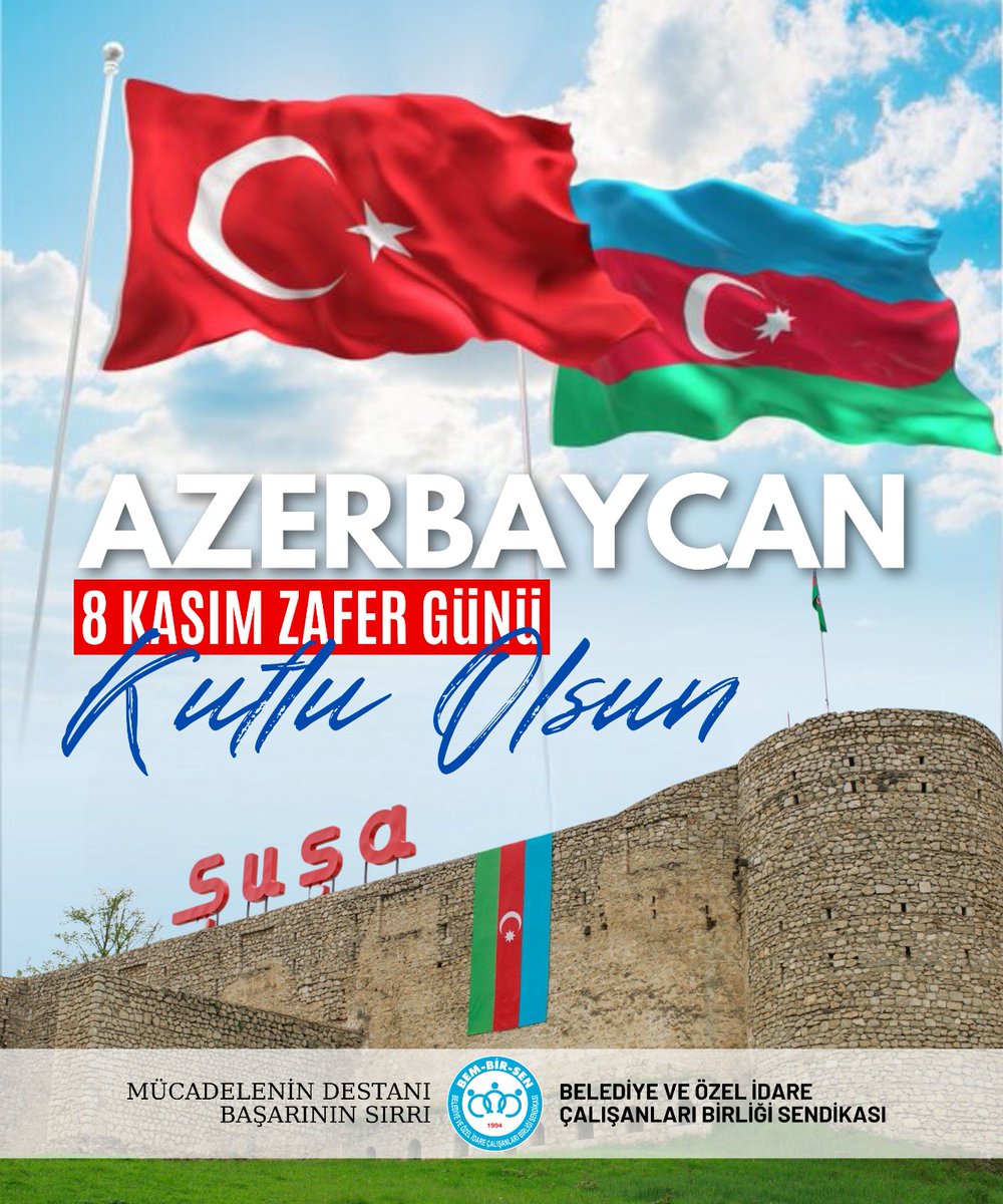 🇹🇷🇦🇿 #KarabağZaferi

Zulüm ve işgal altında bulunan Karabağ'ın kurtarılarak hürriyete kavuşturulmasının yıl dönümünde 

Can Azerbaycan'ımızın
8 Kasım Zafer Günü'nü kutlarız.

🇦🇿Karabağ'ın azatlığı için kahramanca mücadele eden Gazilerimizi hürmetle, 
Şehidlerimizi rahmetle 
yâd