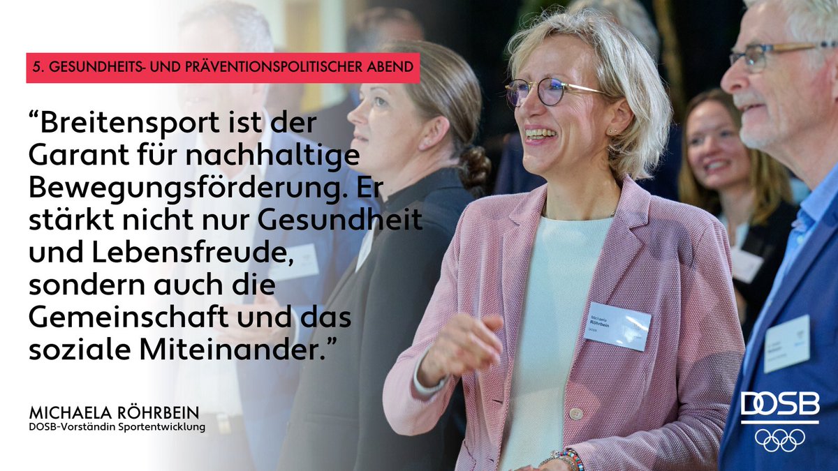 DOSB's tweet photo. Kein Hebel für eine gesunde Gemeinschaft ist so groß, so kraftvoll, so niedrigschwellig, wie der #Breitensport. ‼️🗣️ DOSB-Vorständin Michaela Röhrbein beim 5. Gesundheits- und Präventionspolitischen Abend des #DOSB und der Deutschen #Krebshilfe https://t.co/xVCwz2lpcX