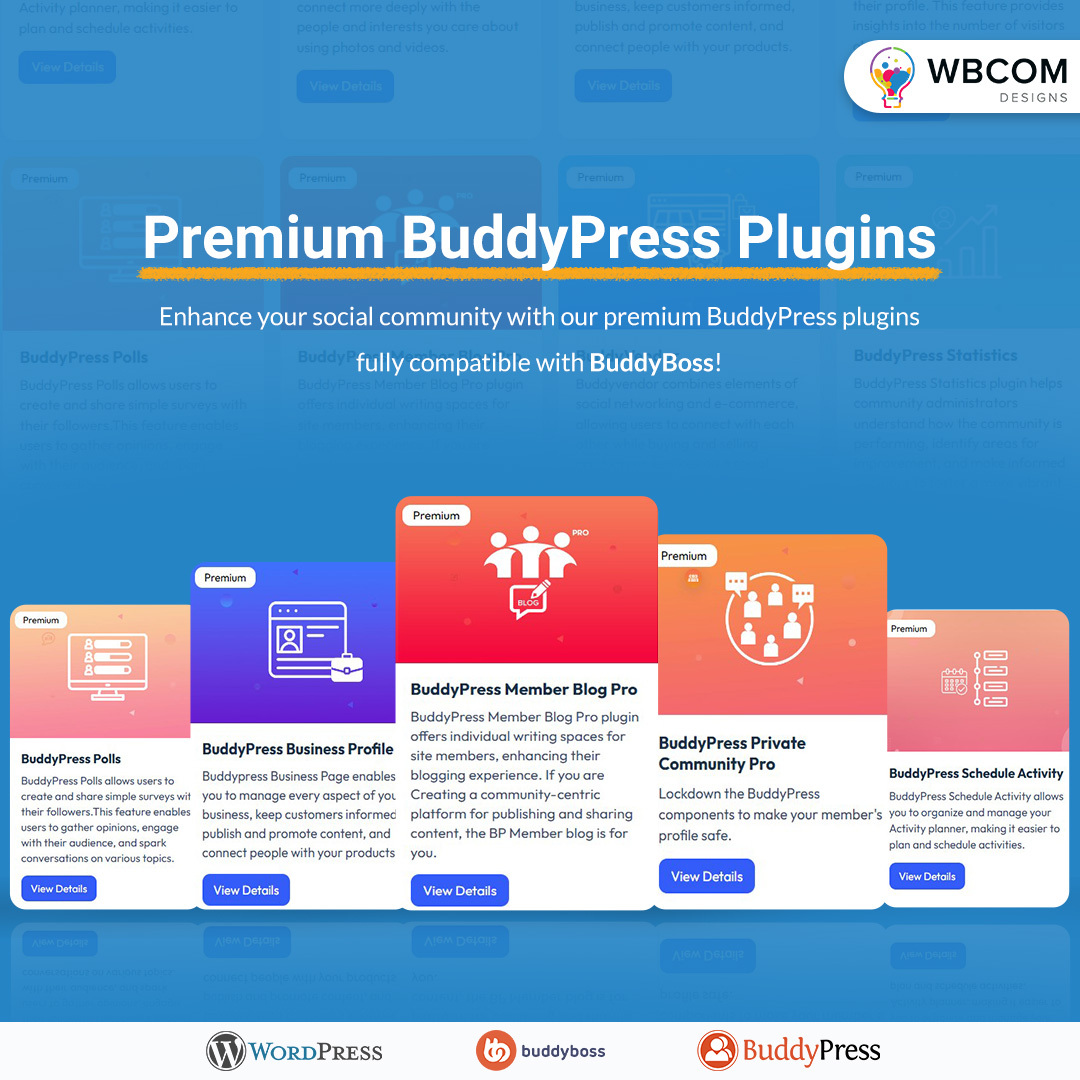 wbcomdesigns's tweet photo. Extend your BuddyPress social community with our Premium BuddyPress Plugins! All plugins work seamlessly with the BuddyBoss platform. Take your community further!
π https://t.co/gUKDgAOI7n
#BuddyPress #BuddyBoss #WordPress #WPPlugins #CommunityWebsite #SocialNetworking https://t.co/5bhx5nAs4z