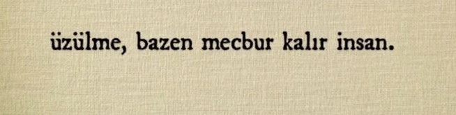 "üzülme, bazen mecbur kalır insan."