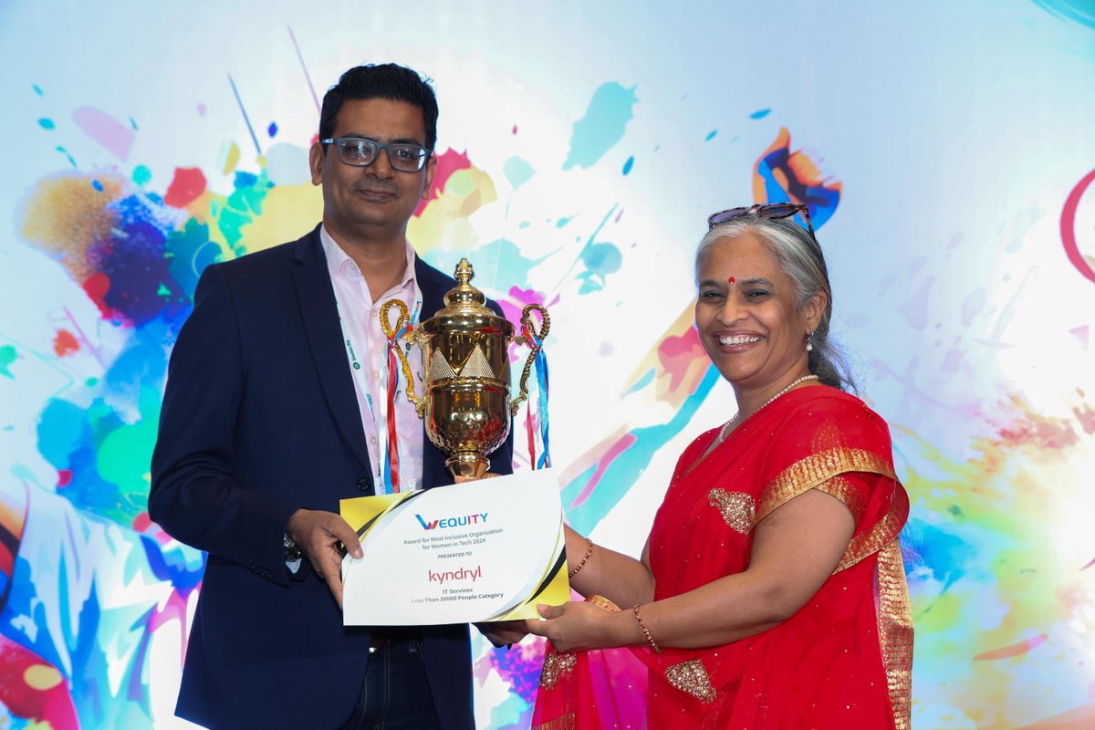 KyndrylIndia's tweet photo. We're honoured to receive “Most Inclusive Organisation for Women in Tech” award from @Wequity_tech.
At Kyndryl, we are building a culture of responsibility and excellence: https://t.co/0l8Cbnn2YS
#WomenInTech #WomenPoweringProgress #TheHeartOfProgress https://t.co/sdLJL6iLn8
