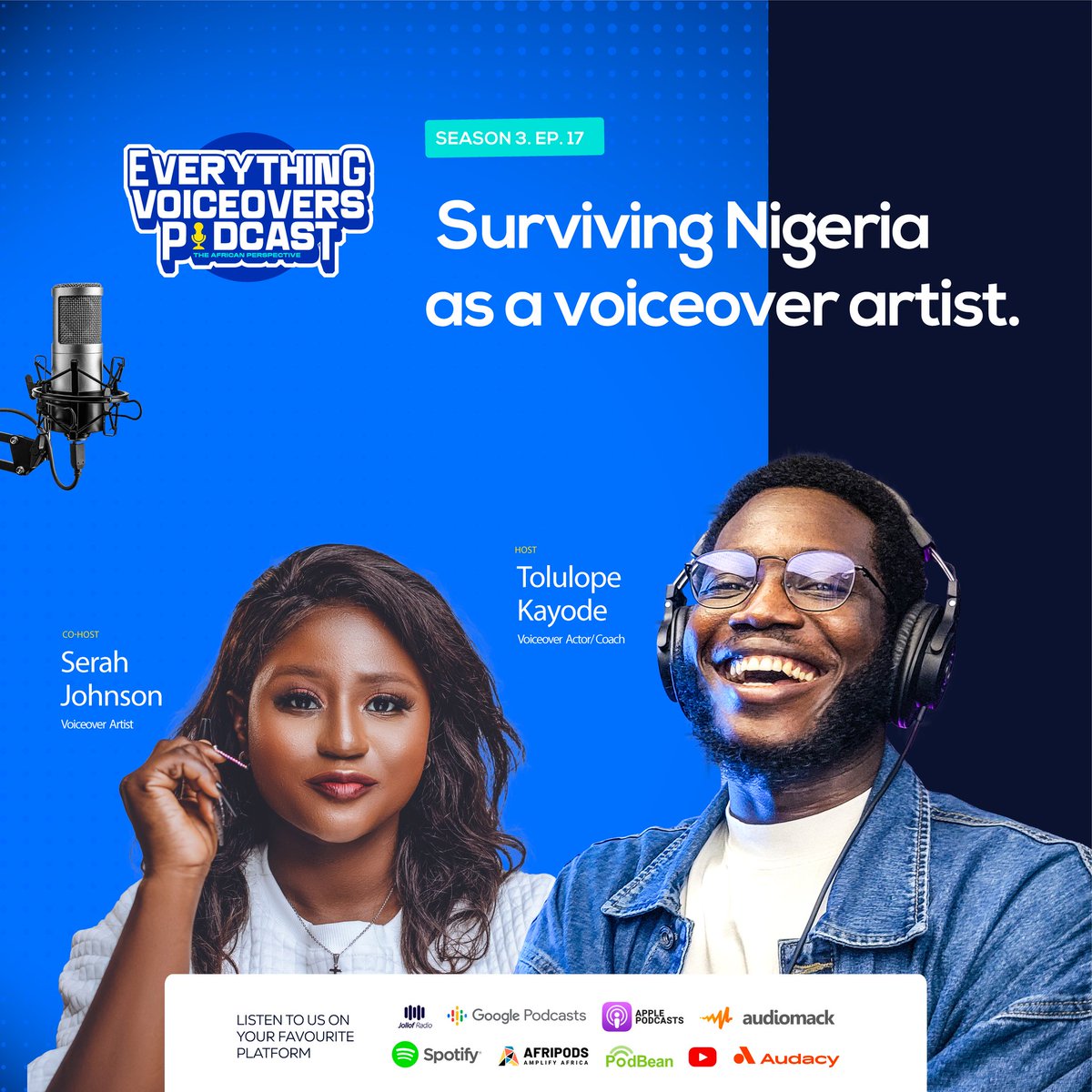 EverythingVOs's tweet photo. New Episode! 🚨
Surviving Nigeria as a Voiceover Artist
Join Tcode & Serah as they unpack the daily hurdles of Nigerian VOs, from unstable internet, to costly studio gear, and more.
Honest, funny, and real. Tune in! S3E17
https://t.co/8Et0oijxvc
#voiceoverartists #VOChallenge https://t.co/OmpoSLs63k