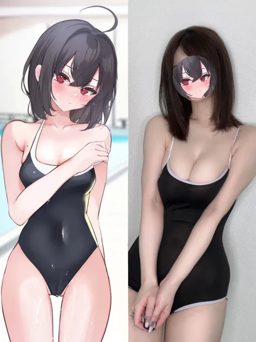 イラスト×コスプレスク水描いて着てみた 