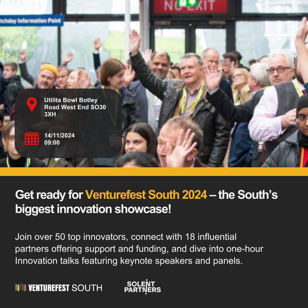 Join us on 14 November for an unmissable day of innovation, insight, and opportunity 

Connect with top entrepreneurs, discover breakthrough tech, and hear from industry leaders like gaming expert Mike Hawkyard.

solentpartners.com

#BusinessGrowth <a href="/VenturefestSO/">Venturefest South</a>
