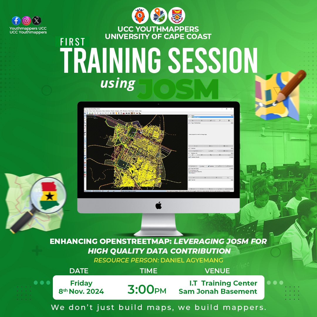 YouthmappersUCC's tweet photo. 🗺️📍🗺️📍🗺️📍🗺️📍🗺️📍🗺️📍
The long awaited moment is here‼️😊
Enhance your OpenStreetMap skills with guidance from resource person Daniel Agyemang😊
No Laptop and mouse, no problem, just be there, there are computers available for you
#We don’t just build maps, we build mappers🗺️ https://t.co/3YYXadPBg5