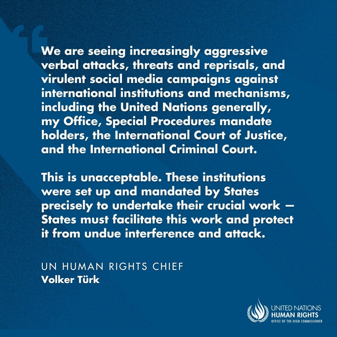 UN Human Rights (@unhumanrights) on Twitter photo Even in the face of the fiercest disagreements, attacks such as those we have recently seen against the Special Rapporteur on the Occupied Palestinian Territory - where her safety, that of her family members and colleagues is threatened - are unacceptable.
As <a href="/volker_turk/">Volker Türk</a> has Even in the face of the fiercest disagreements, attacks such as those we have recently seen against the Special Rapporteur on the Occupied Palestinian Territory - where her safety, that of her family members and colleagues is threatened - are unacceptable.
As <a href="/volker_turk/">Volker Türk</a> has