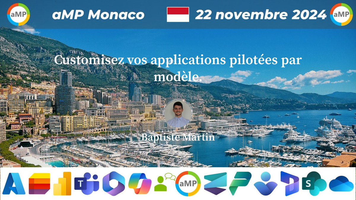 aOSComm's tweet photo. 📢 22/11/24 #aMPMonaco
🎟️ Inscriptions https://t.co/4xtR9BNc8X 🎟️
Baptiste Martin présente
Customisez vos applications pilotées par modèle
📅 Agenda https://t.co/SRtkuYaes9
📱 App https://t.co/wxGStg1JJS 📱 https://t.co/HnARUb1vNP