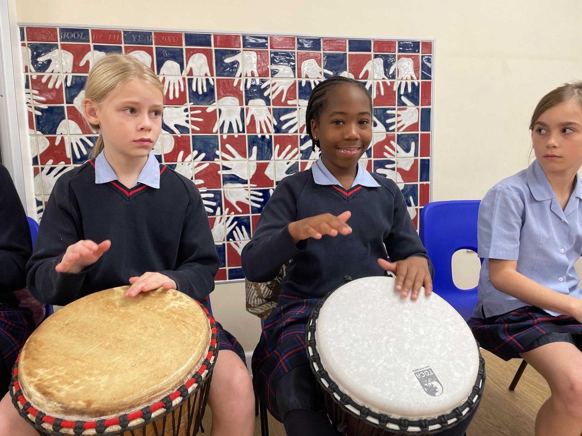 GodolphinPrep's tweet photo. The Prep participated in an African drumming workshop, led by visiting music teacher, Chris Hurne. They learnt how to play different rhythms on the djembe drums and even learned the names of some African rivers through song. What a wonderful &amp; noisy way to start the half-term! https://t.co/ph6KOQwELM