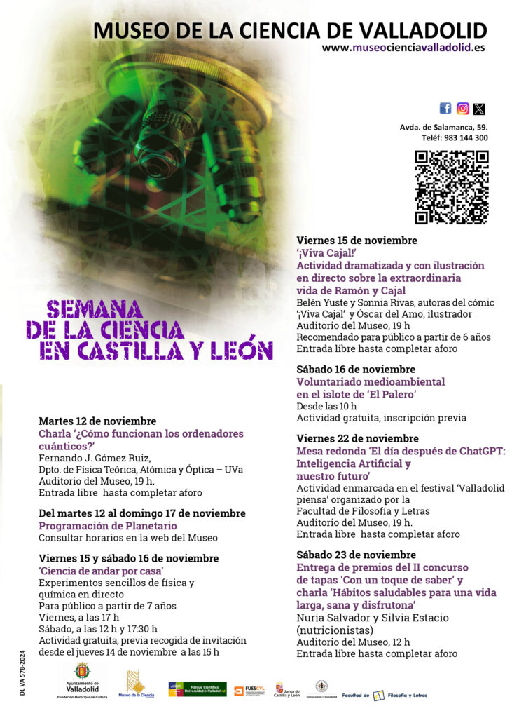 CulturaVLL_'s tweet photo. 🔬🌟 ¡La Semana de la Ciencia ya está aquí! 🌟🔬

Del 12 al 23 de noviembre, el @MCienciaVLL  se convierte en el epicentro de la innovación, la curiosidad y el conocimiento con actividades para todos los públicos.

 Programación  👇
#SemanaDeLaCiencia https://t.co/SkDHHriD3s